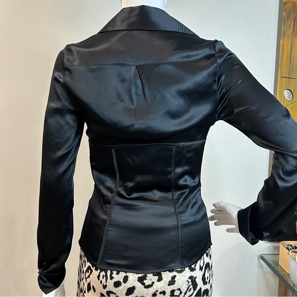 Marciano Stretch Satin Silk Corset Bodice Blouse - Picture 6 of 13